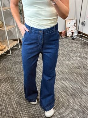 Classic High-Rise Wide Leg Jeans in Deep Blue